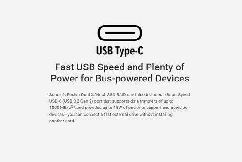 Fusion Dual 2.5-inch SSD RAID (with hardware RAID controller and 10Gbps USB-C port Fusion Dual 2.5-inch SSD RAID (with hardware RAID controller and 10Gbps USB-C port